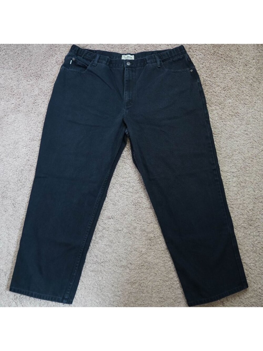 LL Bean Comfort Waist Jeans Mens Tag 42x29 Act 40x28 Black Straight Leg Denim - Picture 1 of 10